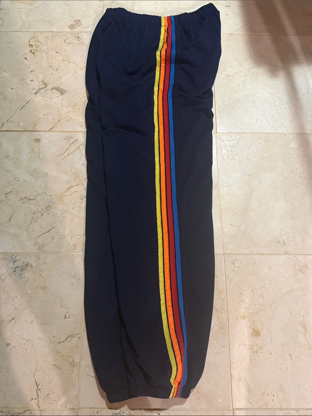 Women's Navy Joggers with Rainbow Side Stripe